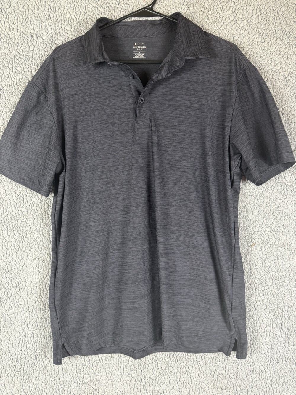 Performance Polo Shirt Members Mark Heathered Gray Mens Size Medium Golf Preppy